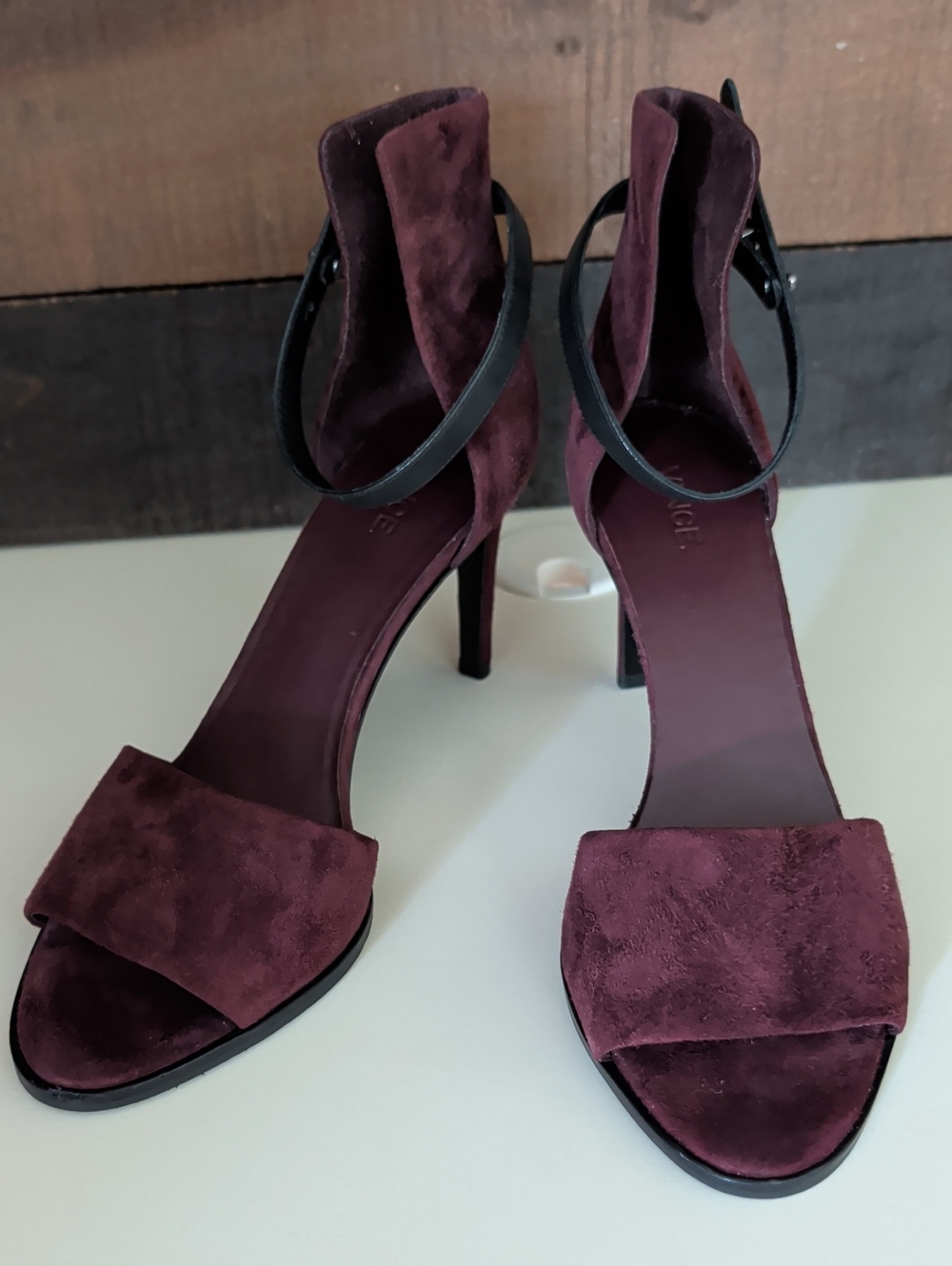 Vince Women's Burgundy Suede High Heel Sandals Size 8.5M